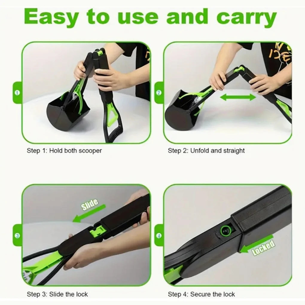 Pooper Scooper For Dog Jaw Clamp Heavy Duty Long Handle Poop Scooper For Dog Puppy Cat Waste Picker Pet Cleaning Shovel Tools