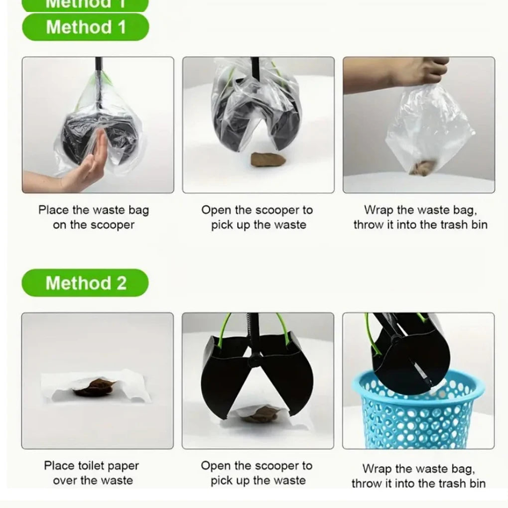 Pooper Scooper For Dog Jaw Clamp Heavy Duty Long Handle Poop Scooper For Dog Puppy Cat Waste Picker Pet Cleaning Shovel Tools