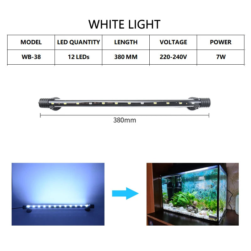 Aquarium Light LED Waterproof Fish Tank Light Underwater Fish Lamp Aquariums Decor Lighting Plant Lamp 18-58CM 220-240V 5730chip