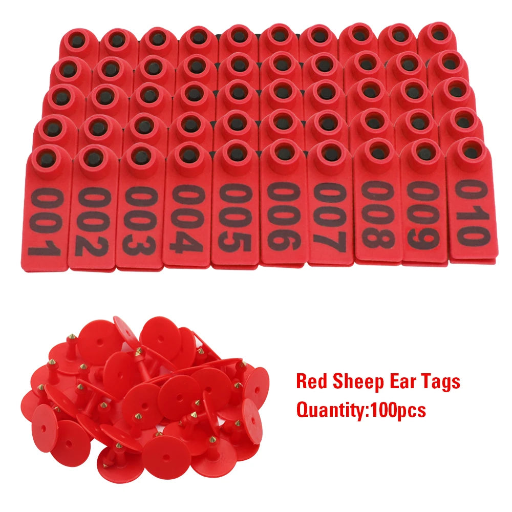 001-100 Goat Sheep Rabbit Ear Tags With The Word Ear Laser Typing Copper Head Earrings for Farm Animal Identification Card Tool