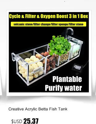 PET Aquarium Box Plastics Ultra-white Organic Glass Explosion-proof Fish Tank Tabletop Small Ecological Water Tank