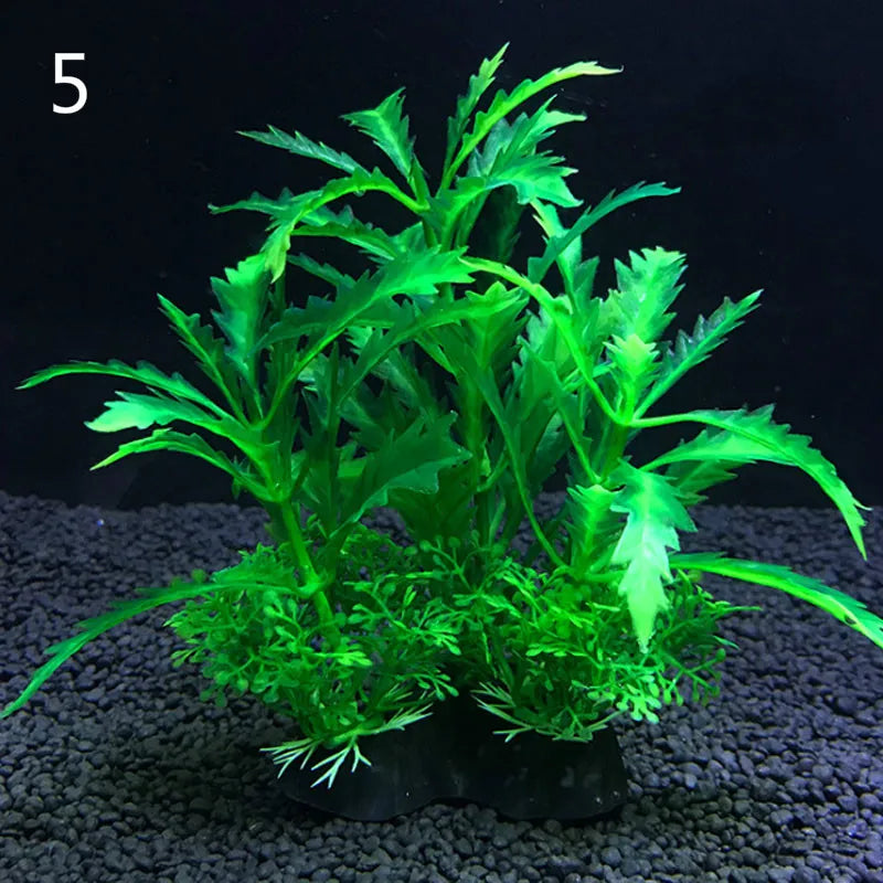 Artificial Aquarium Decor Plants Water Plastic Ornament Aquatic Plant Fish Tank Grass Decoration Accessories 14cm 12 Kinds