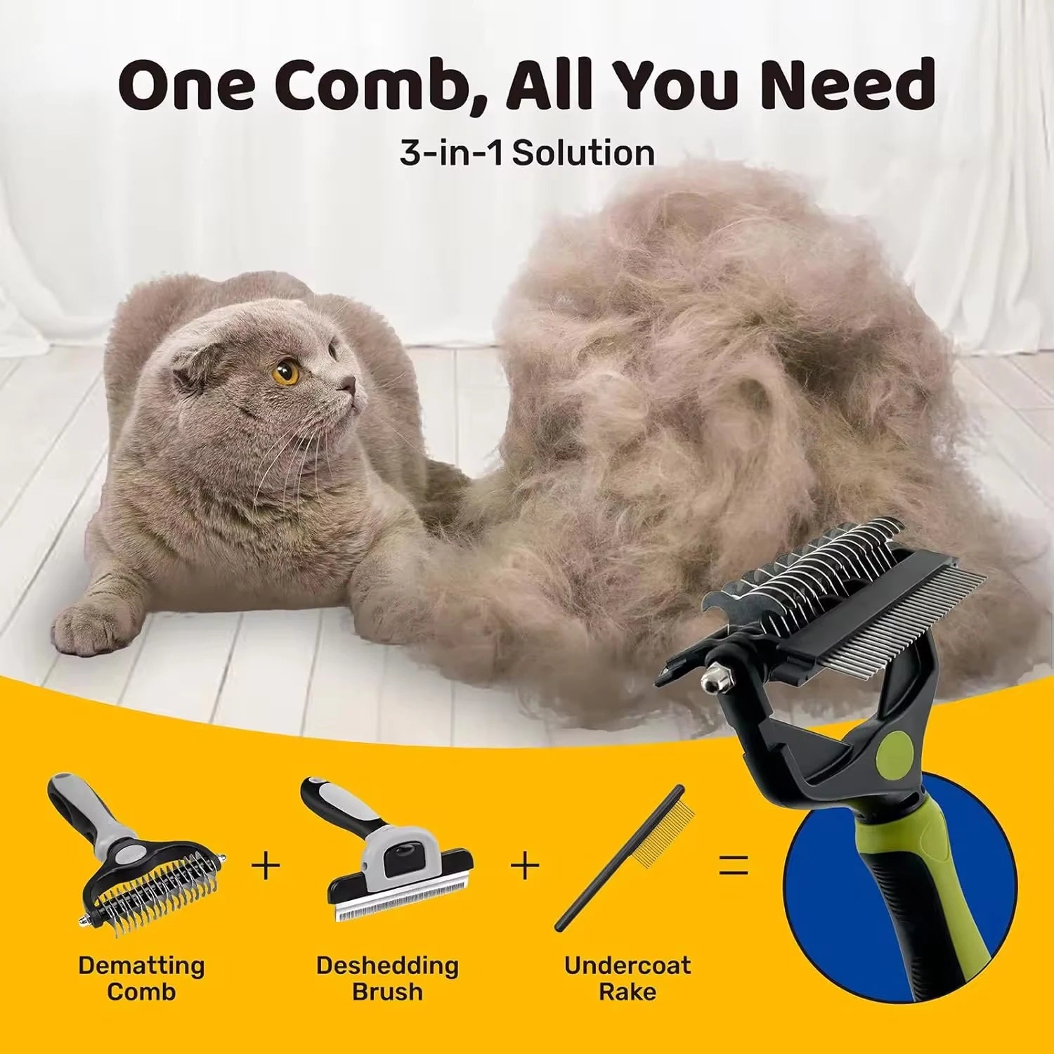 3 in 1 Cat Comb Brushes Dogs Grooming Shedding Supplies Dog Hair Remover Pet Deshedding Brush Pet Fur Knot Cutter Puppy