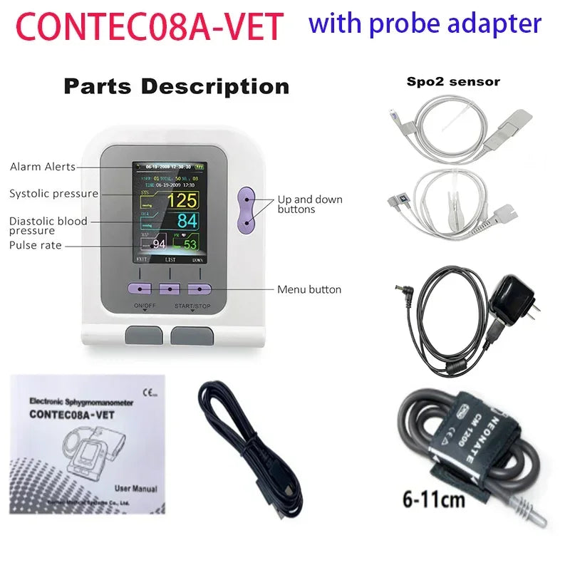 CONTEC08a Vet Animal Blood Pressure Detector Can Be Equipped With Blood Oxygen Function Probe And Cuff Of Various Sizes