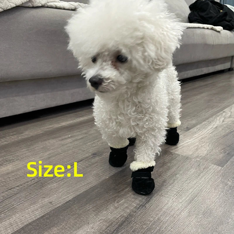 4pcs Winter Dog Shoes Waterproof Shoes For Medium Dogs Winter Boots For Small Dogs Warm Chihuahua Teeth Puppy Socks Yorkshire