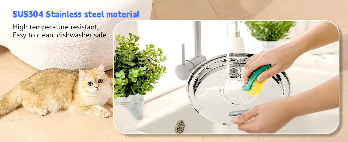 4L Ultra-Quiet Stainless Steel Cat Water Fountain Automatic Drink Filter Pet Drinking Dispenser Drinker For Cats Water Filter