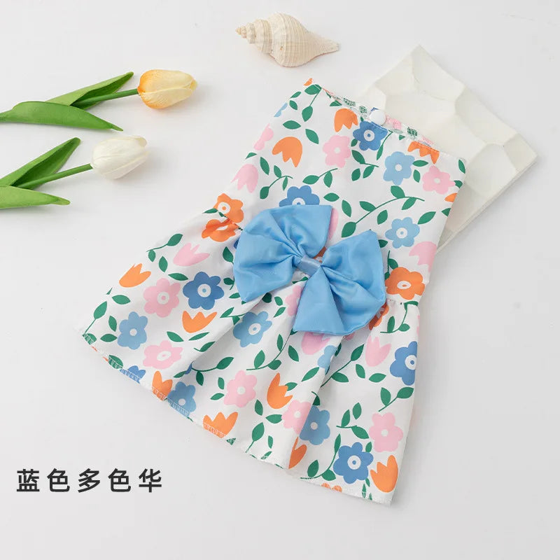 Small Dog Flower Princess Dress Kitty Teddy New Pet Clothes Cute Dog Skirt Summer Thin Pet Accessories Chihuahua Apparel