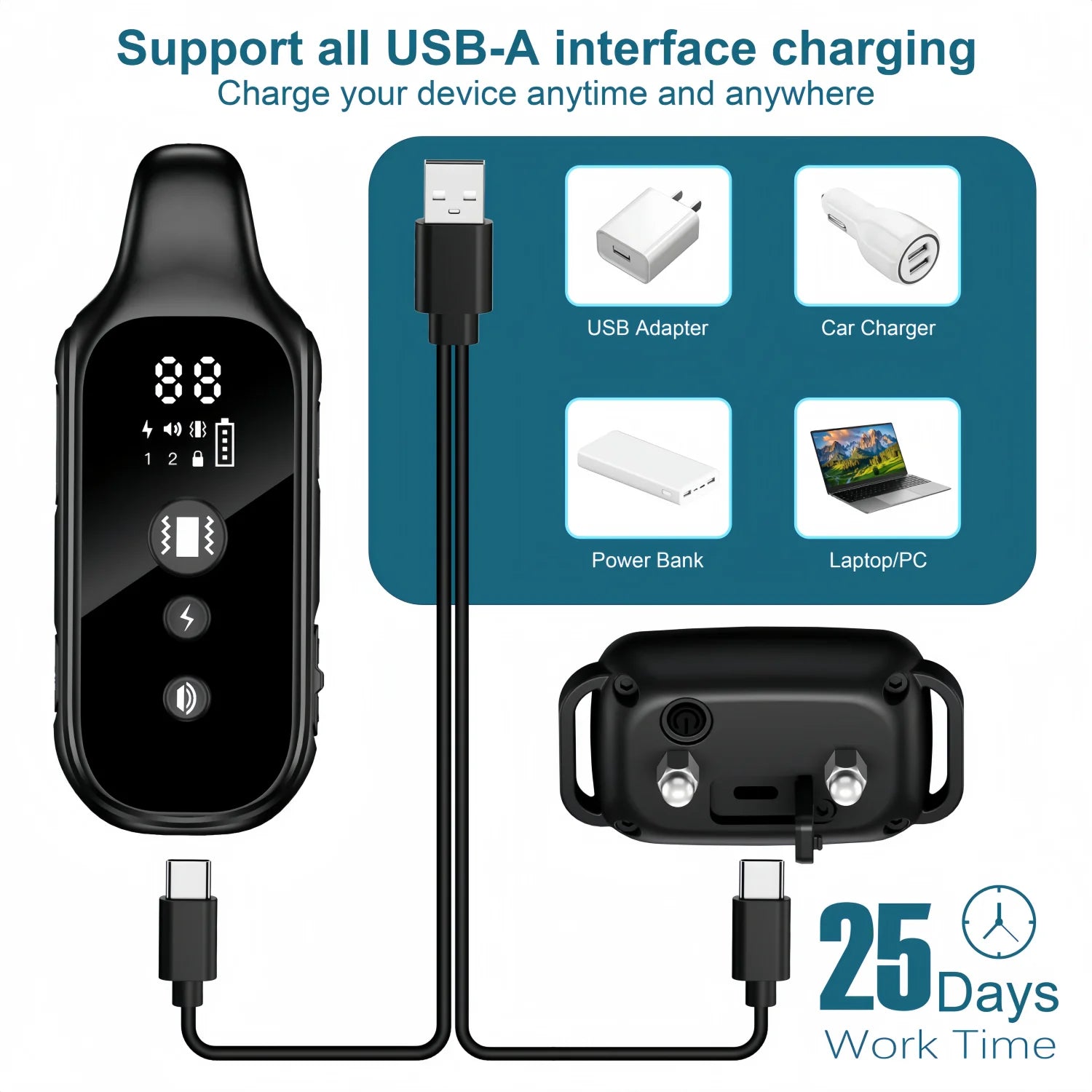 3300Ft Electric Dog Training Collar Detachable Bark Rechargeable Anti Barking Shock Vibration Collar Remote control + automatic