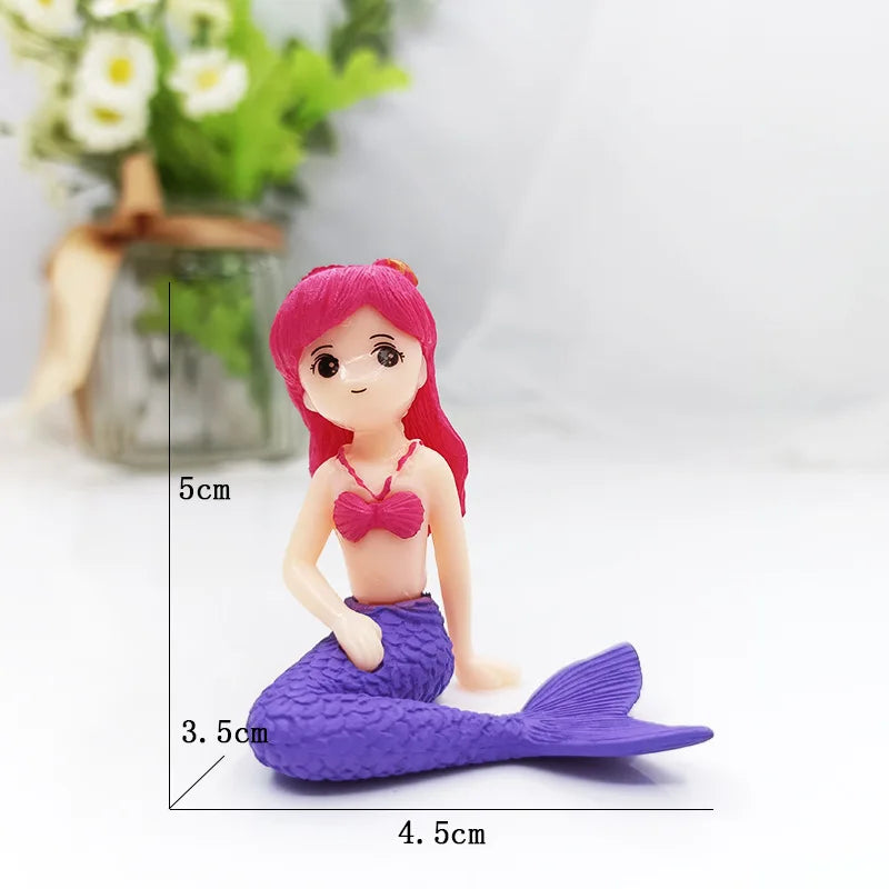 Aquarium Decoration Plastic Fish Tank Little Mermaid Ornament Miniature Figurines DIY Cake Decor Desk Craft Accessories