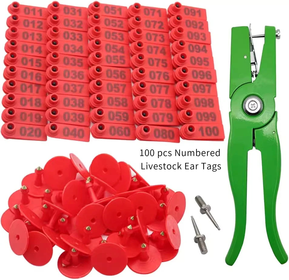 Livestock Ear Tag Pliers for Numbered Tags, Durable Animal ID Applicator Tool for Cattle, Pigs, Goats & Farm Use