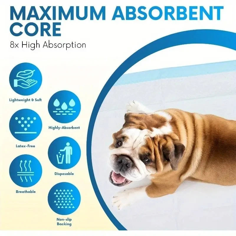 100/50/40PCS Dog Pee Pads with Leak-Proof Quick-Dry Design for Potty Training Absorbent Puppy Diapers Disposable Dogs Supplies
