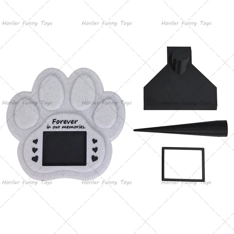 Paw Printing Pet Memorial Plaque 3D Printed Pet Tombstone Simulation Memorial Stone Dog Cat Photo Frame Pet Remembrance Gift