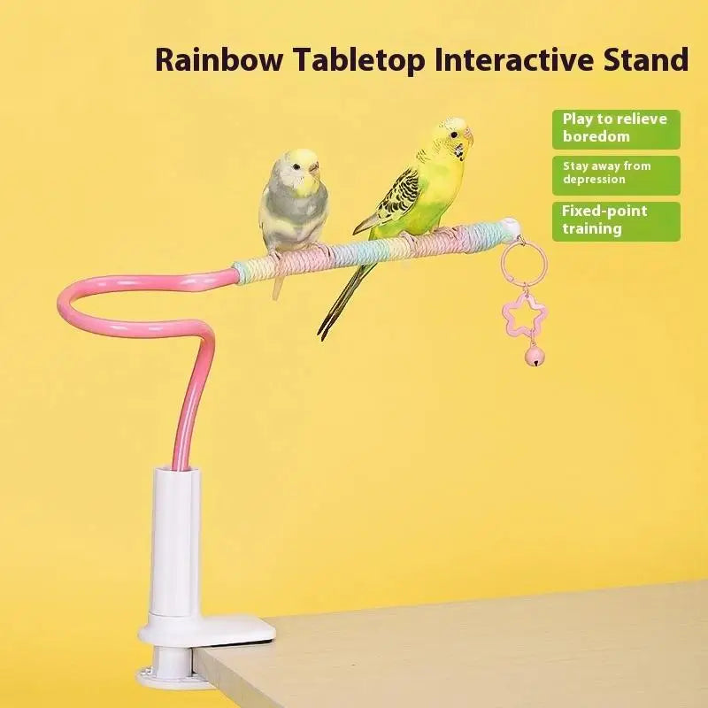【E】Bird Perch Stand Bird Training Portable Tabletop Platform Parrot Lovebirds Indoor Budgies Bending Stand Cage Accessories