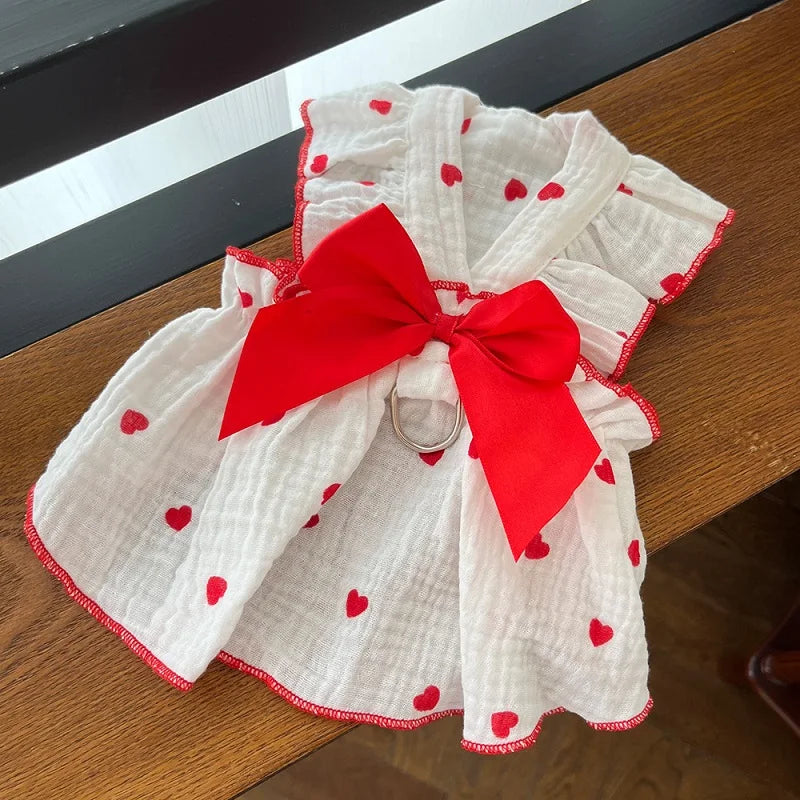 Dog Strawberry Dress Puppy Summer Clothes Luxury Dog Skirt Pet Dog Apparel Bow Dog Suspenders Chihuahua Bichon Girls Dog Costume