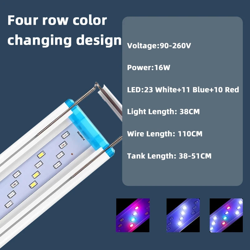 Ultra thin LED aquarium light aquatic plant light expandable clip on light 18-75CM fish tank 220-240V