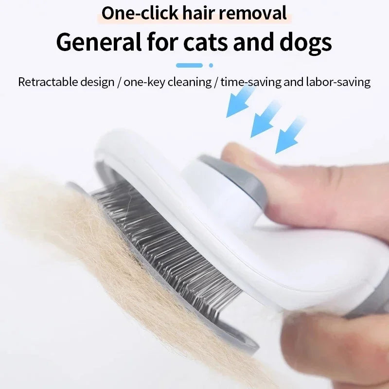 Self Cleaning Pet Hair Remover Comb Dematting Grooming Brush for Dogs Cats Essential Fur Care Tool & Pet Accessories