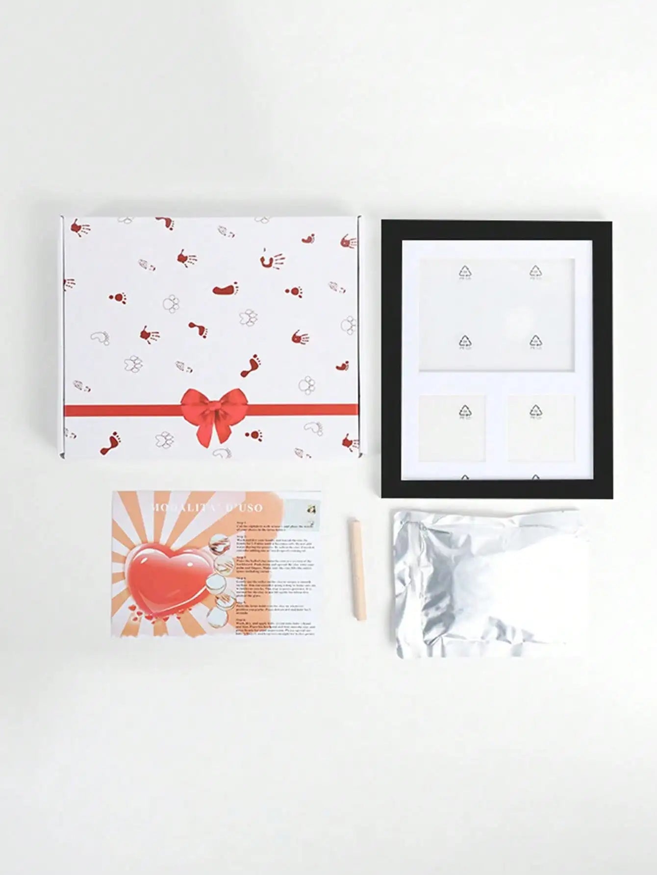 Pet Paw Print Photo Frame Dog Cat Footprints Commemorative Mud Table Photo Frame Baby Hand and Foot Print Photo Frame