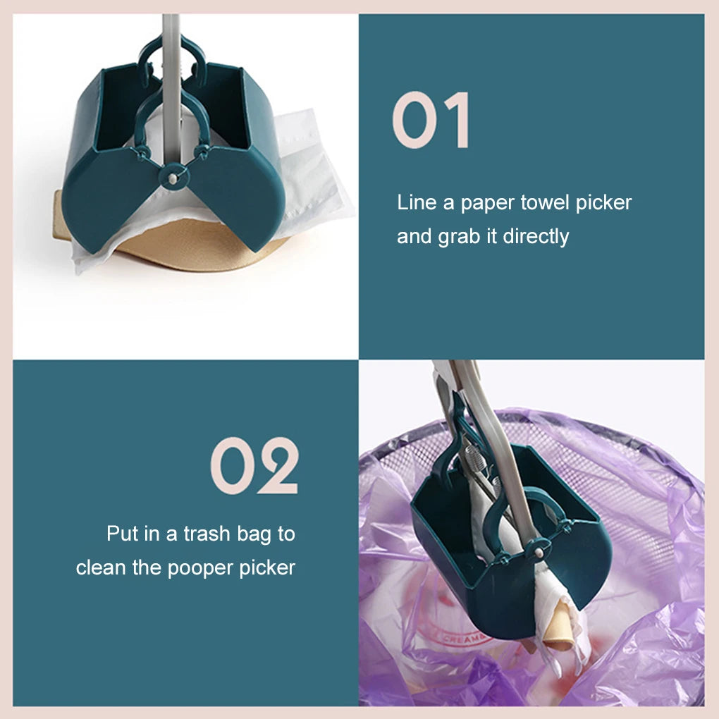 Pooper Scooper For Dog Jaw Clamp Heavy Duty Long Handle Poop Scooper For Dog Puppy Cat Waste Picker Pet Cleaning Shovel Tools