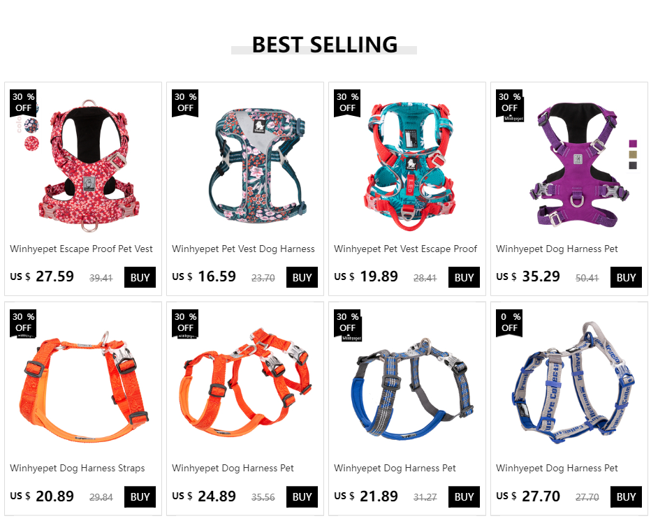 Winhyepet Dog Harness Pet Strap Adjustable Vest Triple Anti-escape Traveling Walking Pet Accessories For Small Meduim Large Dogs