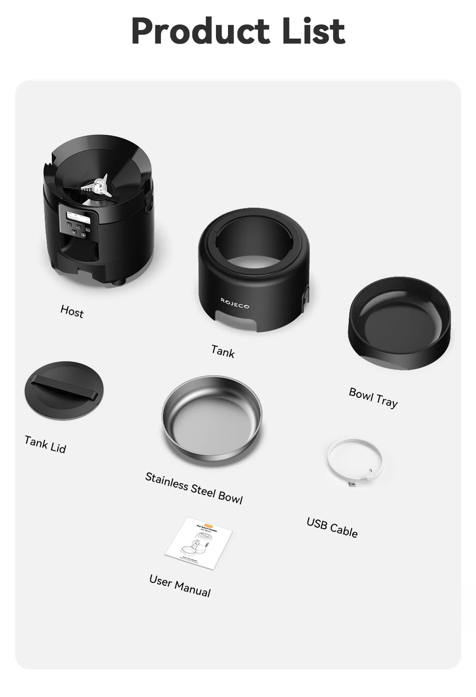 ROJECO 2L Automatic Pet Feeder Smart Cat Food Kibble Dispenser Button Version Smart Control Auto Dog Feeder For Cat Dog Supplies