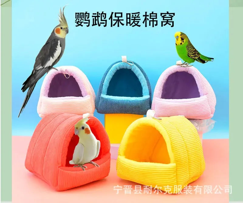 Cute Winter Warm Bird Cage Parrot Cotton Nest Budgie for Hammock Hut Tent Bed Hanging Cave Pet Products Bird Cage Accessories