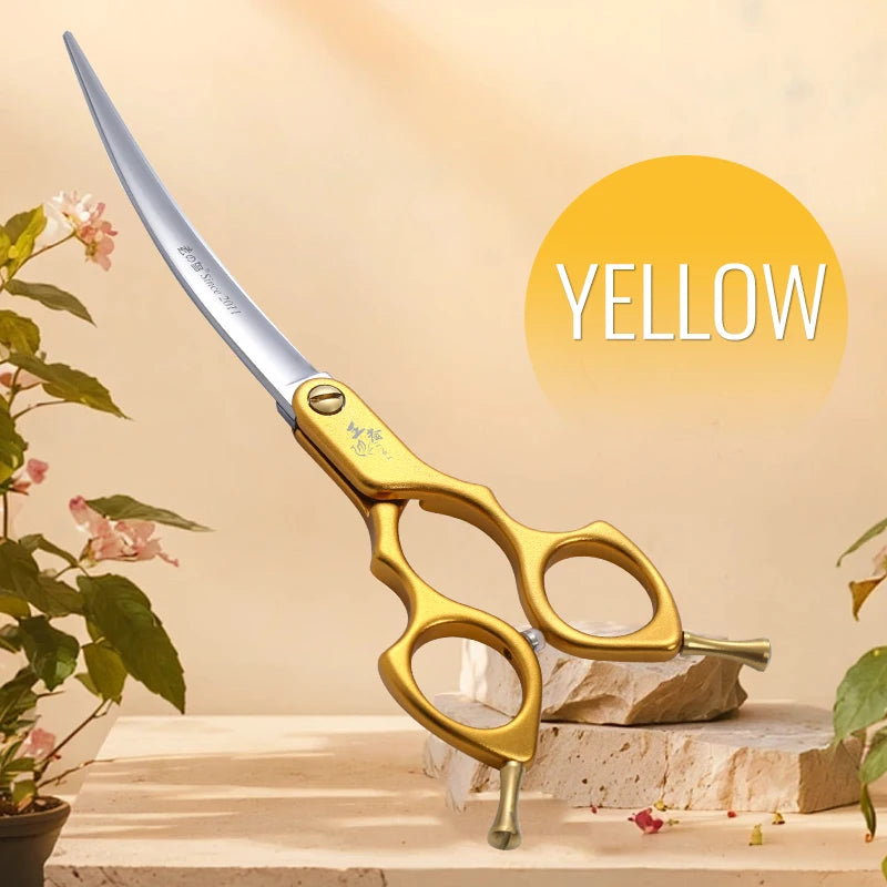 Fenice Professional JP VG10 Right&Left Hand 6.5Inch Curved 35° Grooming Scissors Pet Scissor for Dogs Self Grinding Scissors