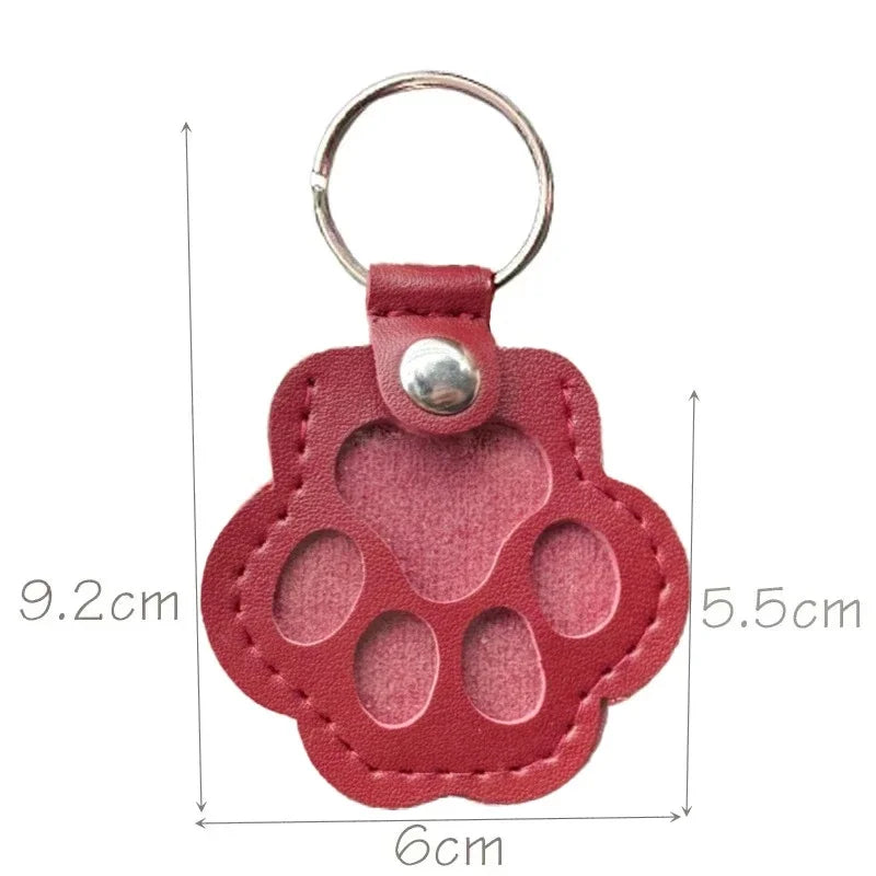 Pet Hair Commemorative Keychain Pu Leather Cat And Dog Fur Souvenir Keychain Dog Paw Pendant Pet Hair Storage Pendant Decoration