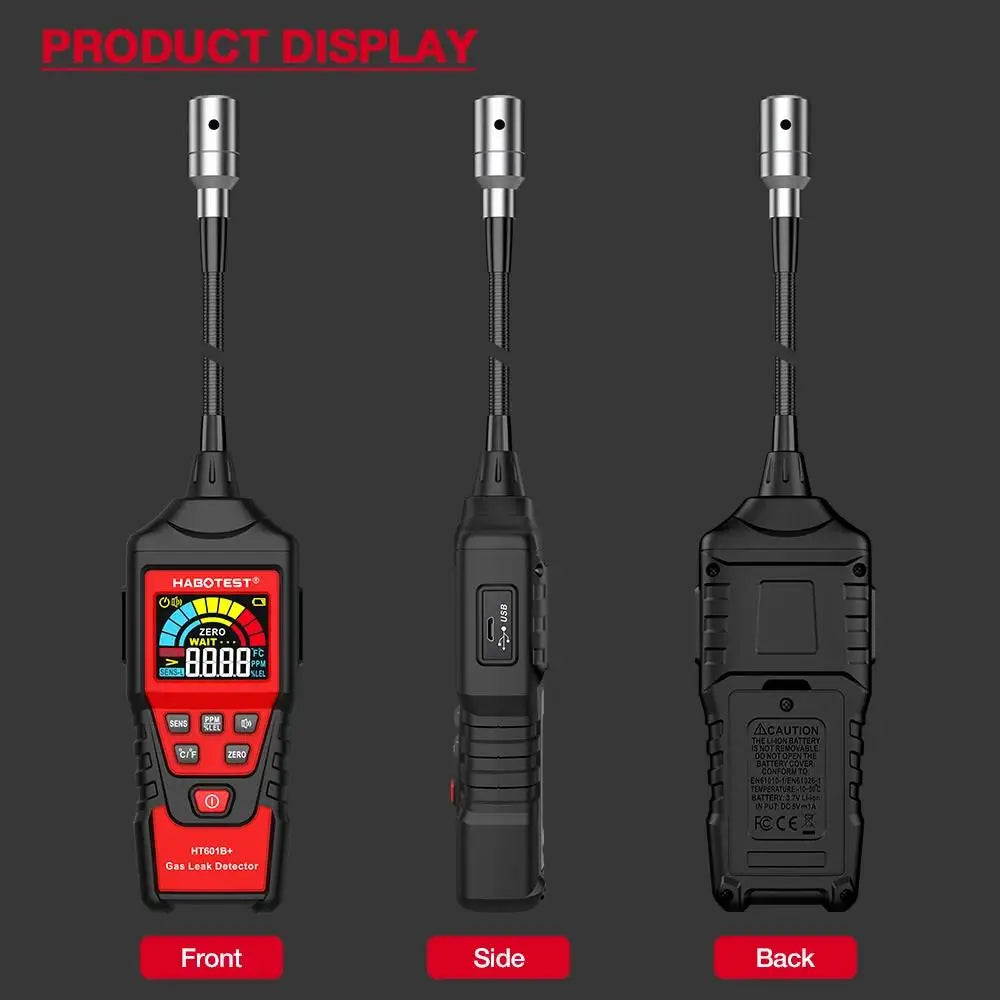 HABOTEST HT601A HT601B Gas Leak Detector 0-1000PPM Sound & Screen Alarm Combustible Flammable Natural Methane Gas Detector