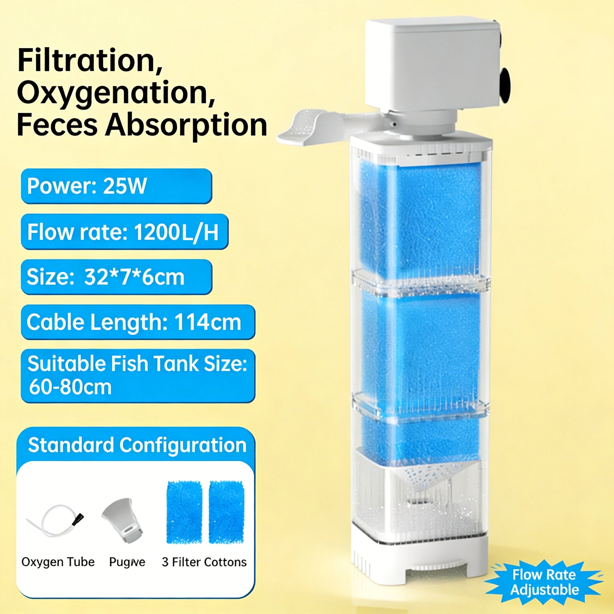 6in1 Aquarium Filter Pump Fish Tank Submersible Silent Air Oxygen Aerator Internal Water Pump Aquarium Air Pump Wave Maker 220v