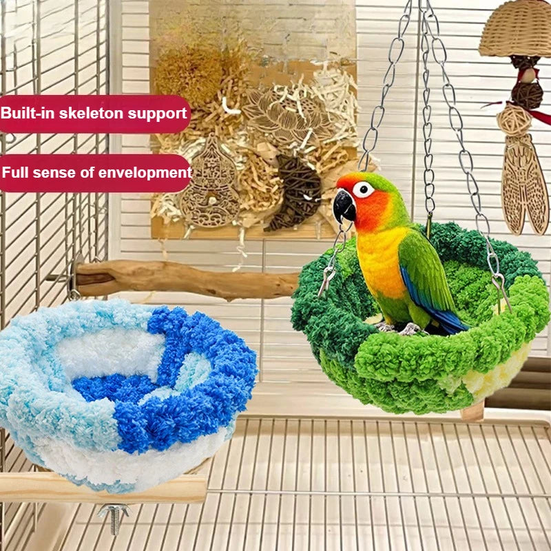 2025 Parrot Breeding Nest Versatile Winter Bird House Hanging Hammock Cage Accessories Breathable Warm Parrot Cage Nid Oiseaux