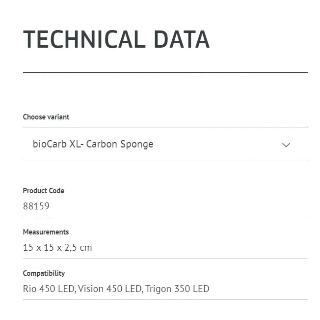 Original JUWEL BIOCARB CARBON SPONGE Aquarium Filter Media bioCarb 3.0 M/6.0 L/.0 XL 88059/88109/88159