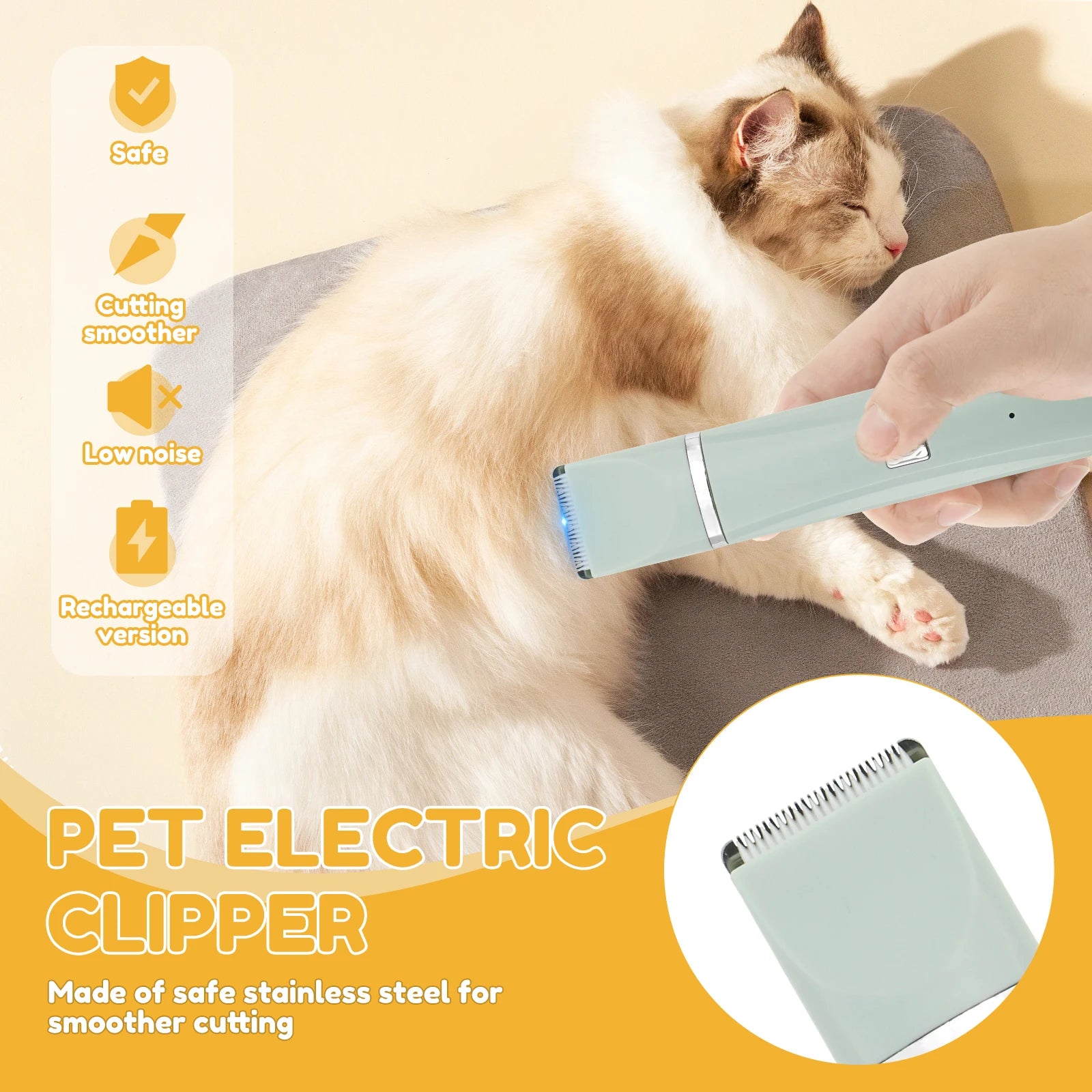 Professional Dog Hair Clipper Rechargeable Electrical Pet Grooming Trimmer Low Noise Dog Cat Hair Clipper Two Speed
