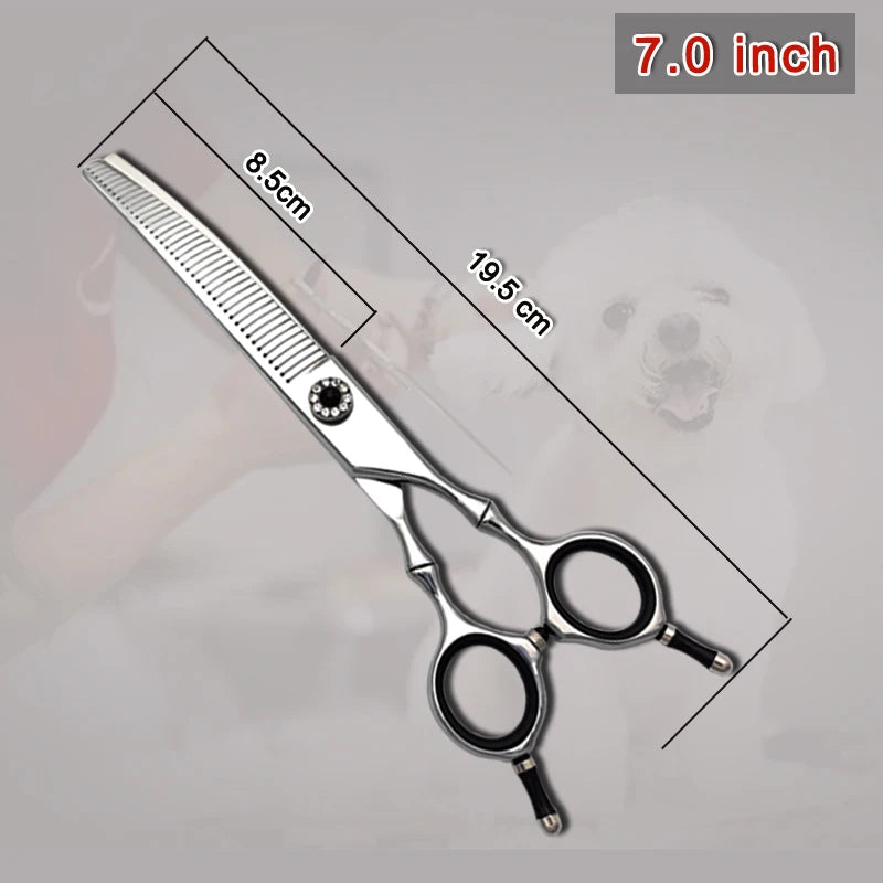 High quality professional pet grooming scissors, curved fishbone scissors, 440C alloy steel, dog grooming and hair trimming tool