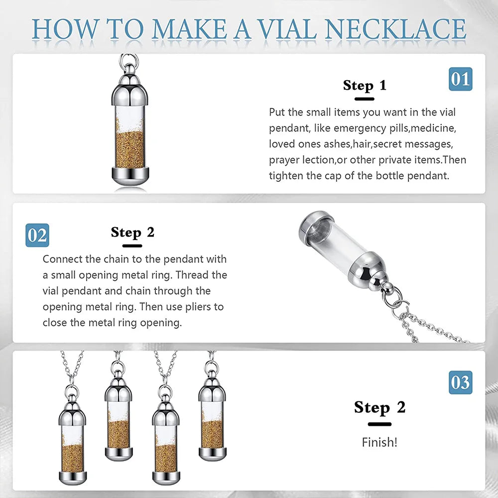 Stainless Steel Cremation Jewelry Transparant Glass Keepsake Loved Ones Ashes Holder Keepsake Human Ashes Memorial Pendant