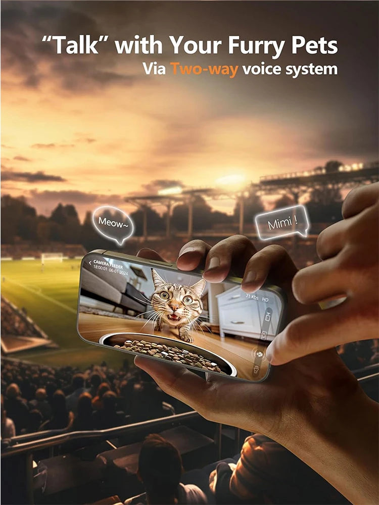 Furpipi 8L Smart Automatic Cat Feeders with 1080P HD Camera 5G WiFi Pet Feeder Tuya APP Control Smart Dog Cat Kibble Dispenser