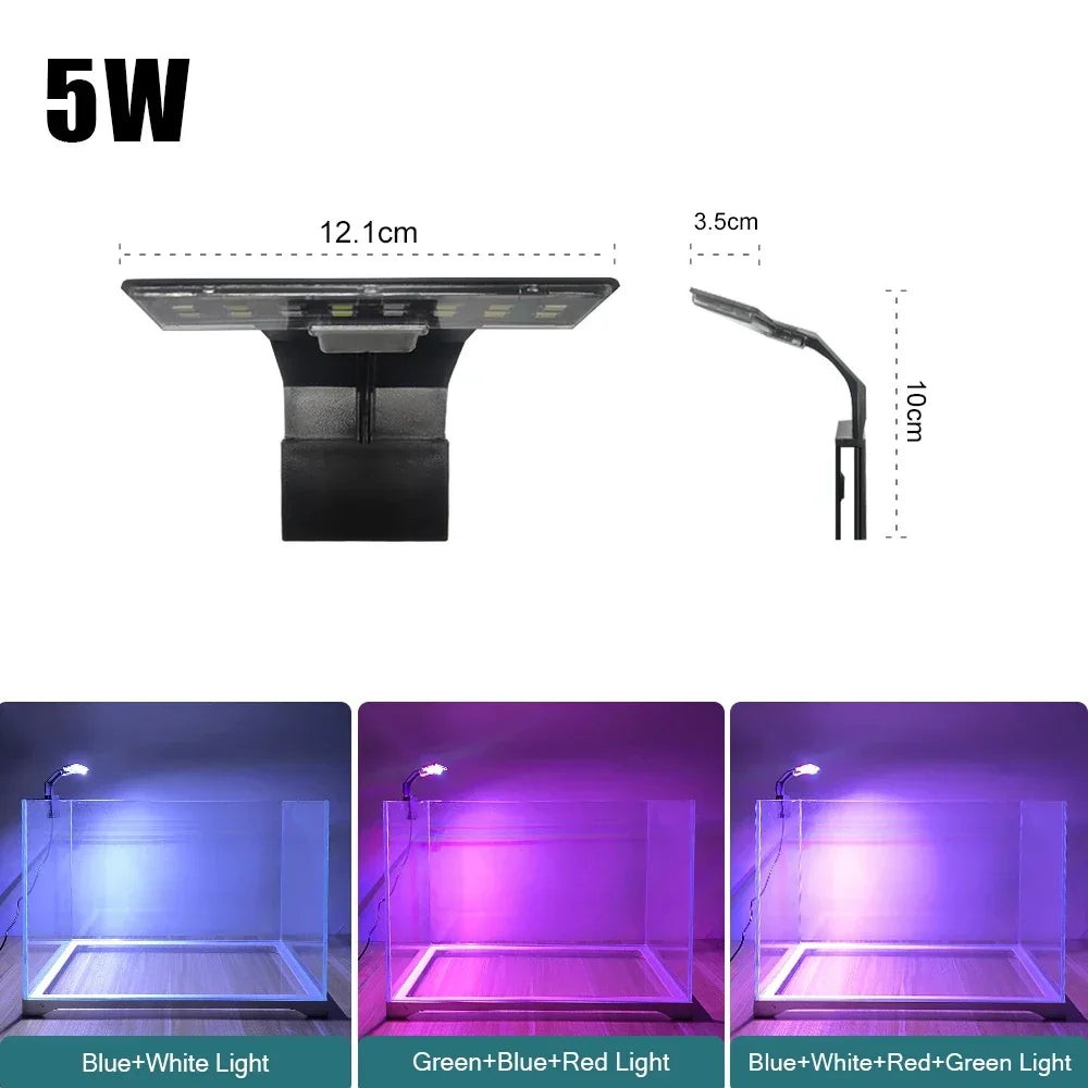 Ultra Thin LED Aquarium Light 5W/10W/15W Aquatic Plant Lighting Waterproof Clip-on Lamp For Fish Tank Plants Grow Light
