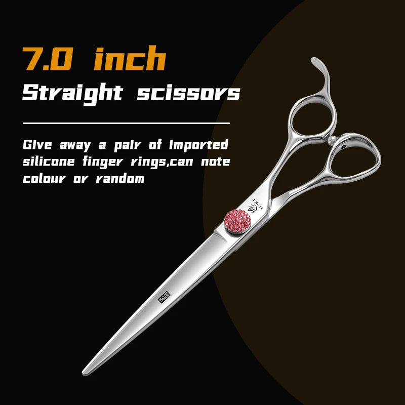 Fenice 6.5/7.0 inch High-end JP440C Alloy Steel Diamond Screw Grooming for Dogs Scissors Shears Kit for Dog Groomers