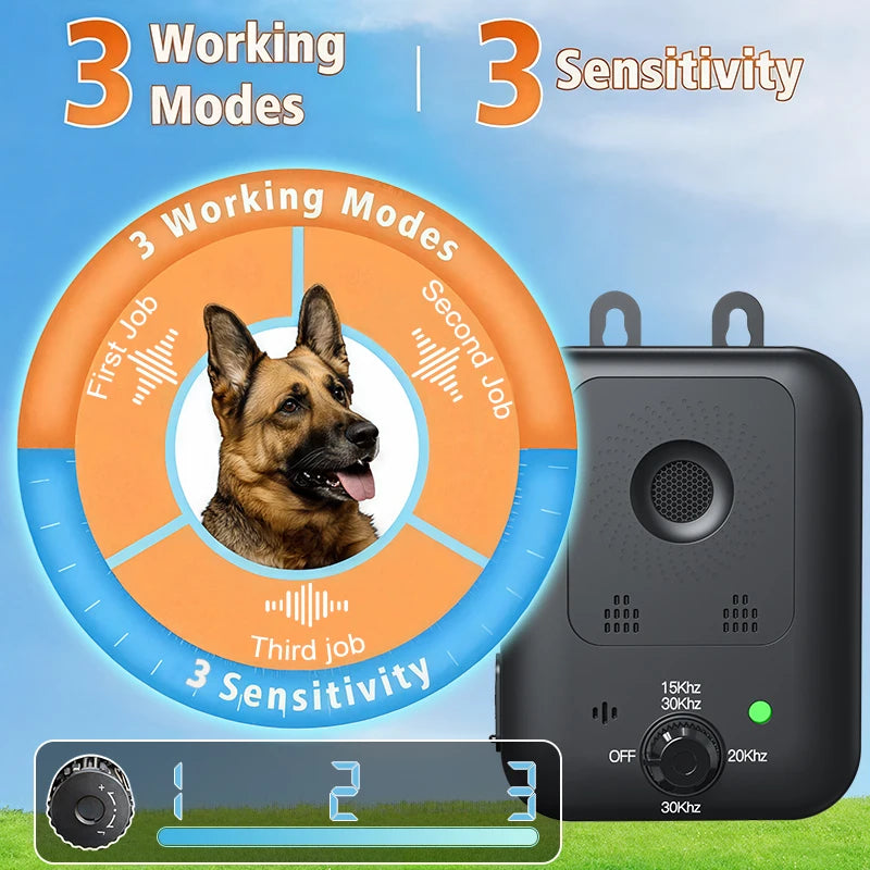 Dog Repeller Portable Ultrasonic 25kHz Frequency Indoor Placement Outdoor Hanging 1500mAh Rechargeable Battery Long Battery Life