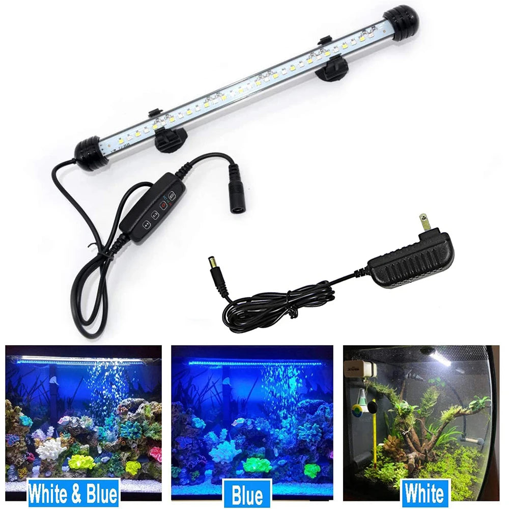18-48CM LED Aquarium Lights Waterproof Fish Tank Light Dimmable Submersible Lamp with Timer Auto On/Off Underwater Decor 3 Modes