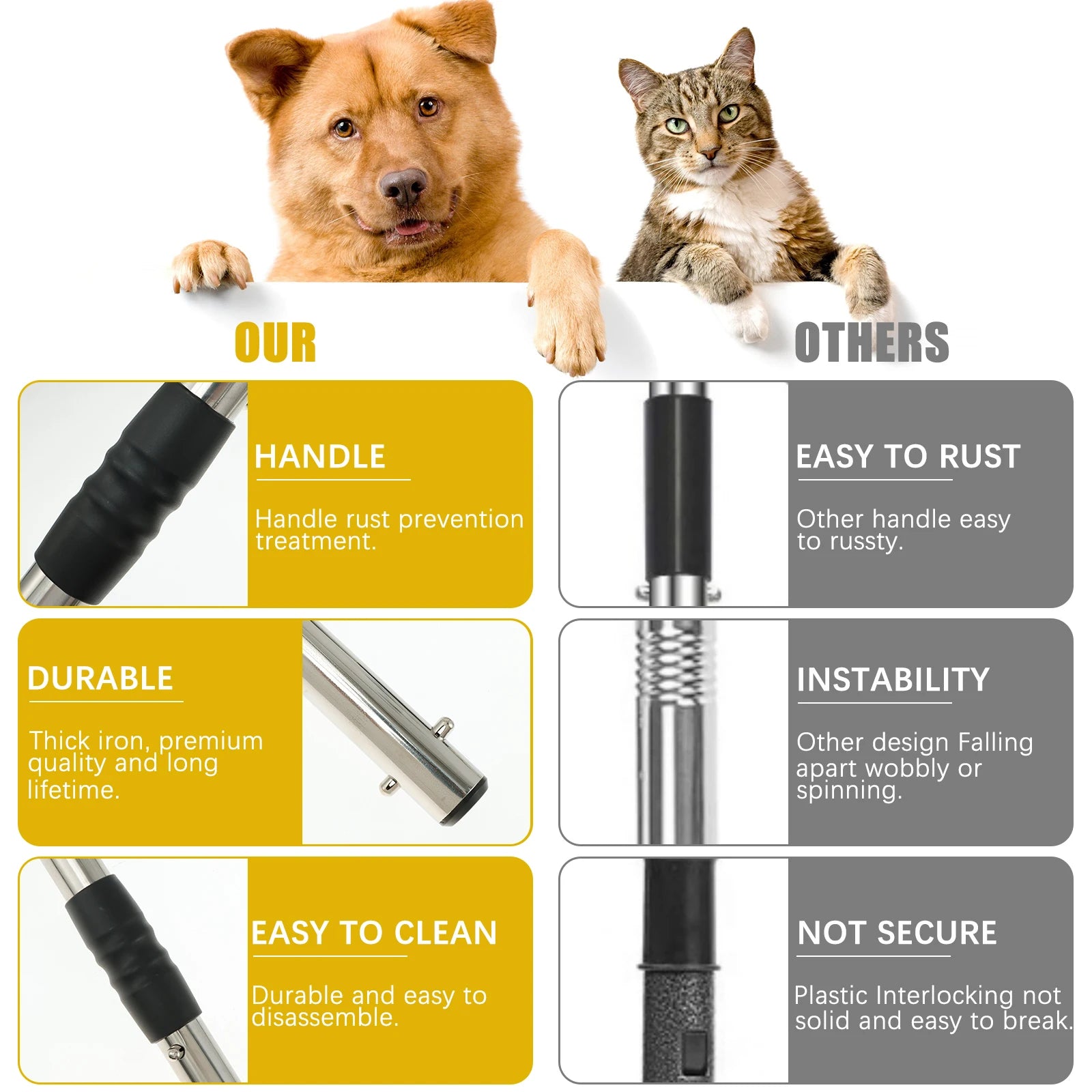 2/3Pcs Pet Pooper Scooper Set with Long Handle Multifunctional Metal Tray Rake Spade Dog Poop Picker For Pet Waste Removal