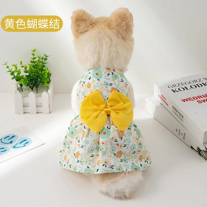 Small Dog Flower Princess Dress Kitty Teddy New Pet Clothes Cute Dog Skirt Summer Thin Pet Accessories Chihuahua Apparel
