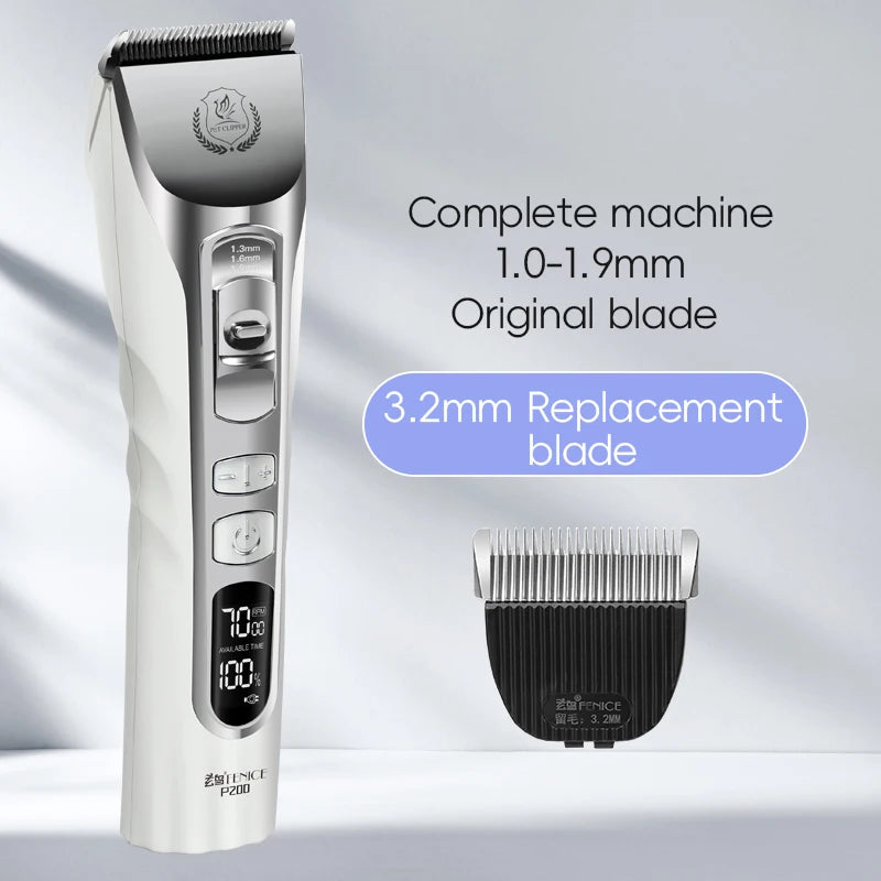 Fenice New Upgrade 5000mA Capacity Cordless LCD Screen Pets Dog Grooming Clippers Rechargeable Haircut Shaver for Trimming Salon