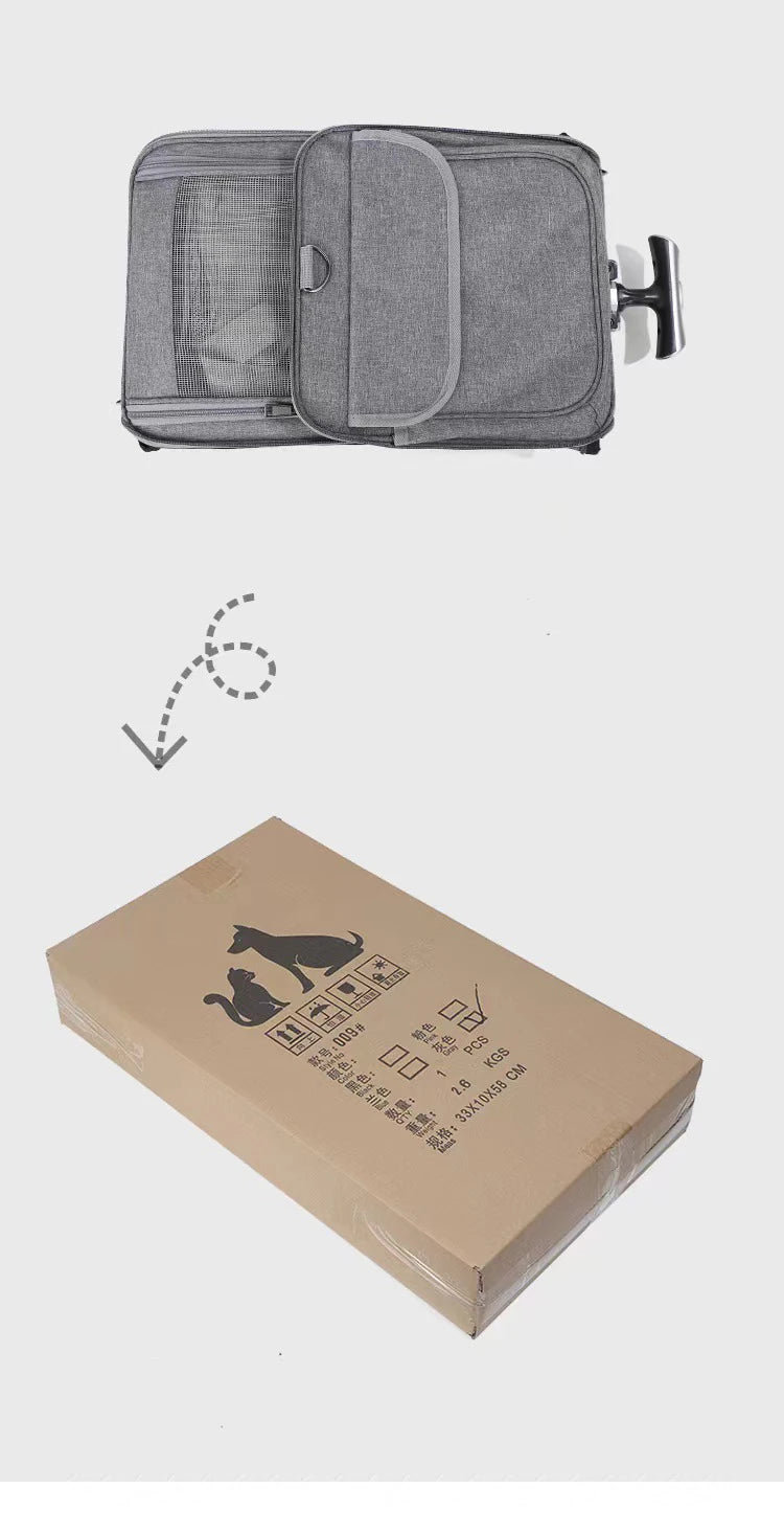 Pet Carrier with Wheels for Dogs Up To 15lbs & Cat  Airline Approved Dog Carrier Rolling Pet Carrier Foldable Pet Stroller