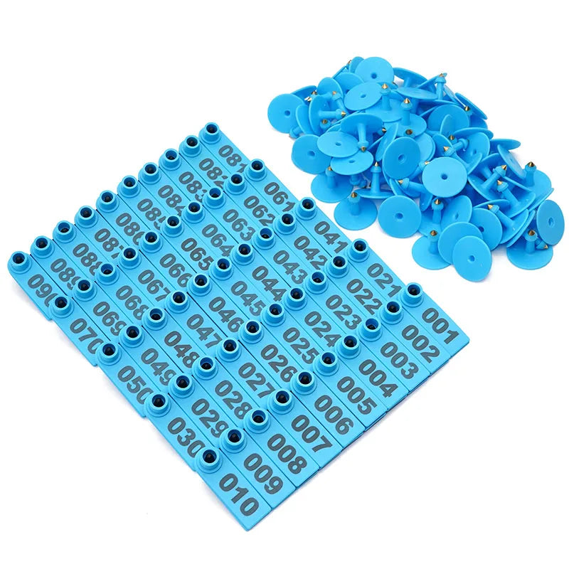 No. 1-500 Sheep Ear Tag Signs with The Word Ear Laser Typing Copper Head Earrings Farm Animal Identification Card 100Pcs