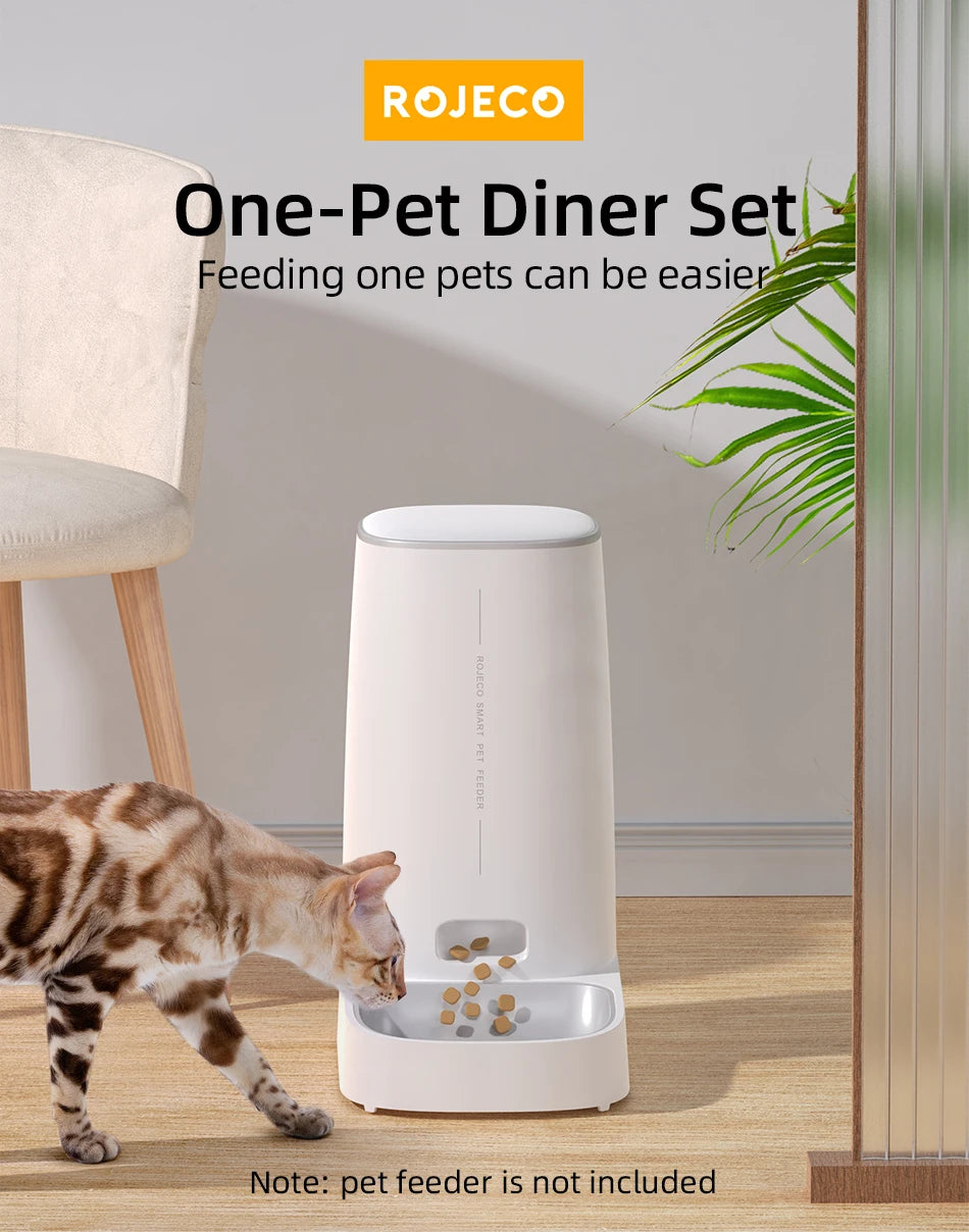 ROJECO Only Stainless Steel Single & Double Bowl Accessories For 4L Automatic Pet Feeder Cat Food Dispenser Without Pet Feeder