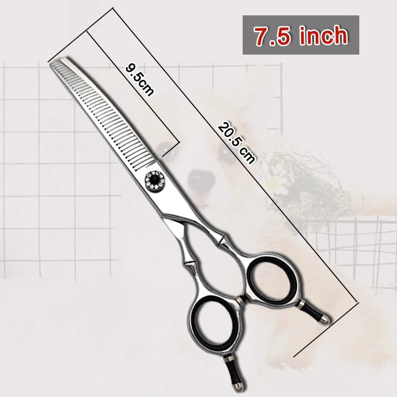 High quality professional pet grooming scissors, curved fishbone scissors, 440C alloy steel, dog grooming and hair trimming tool