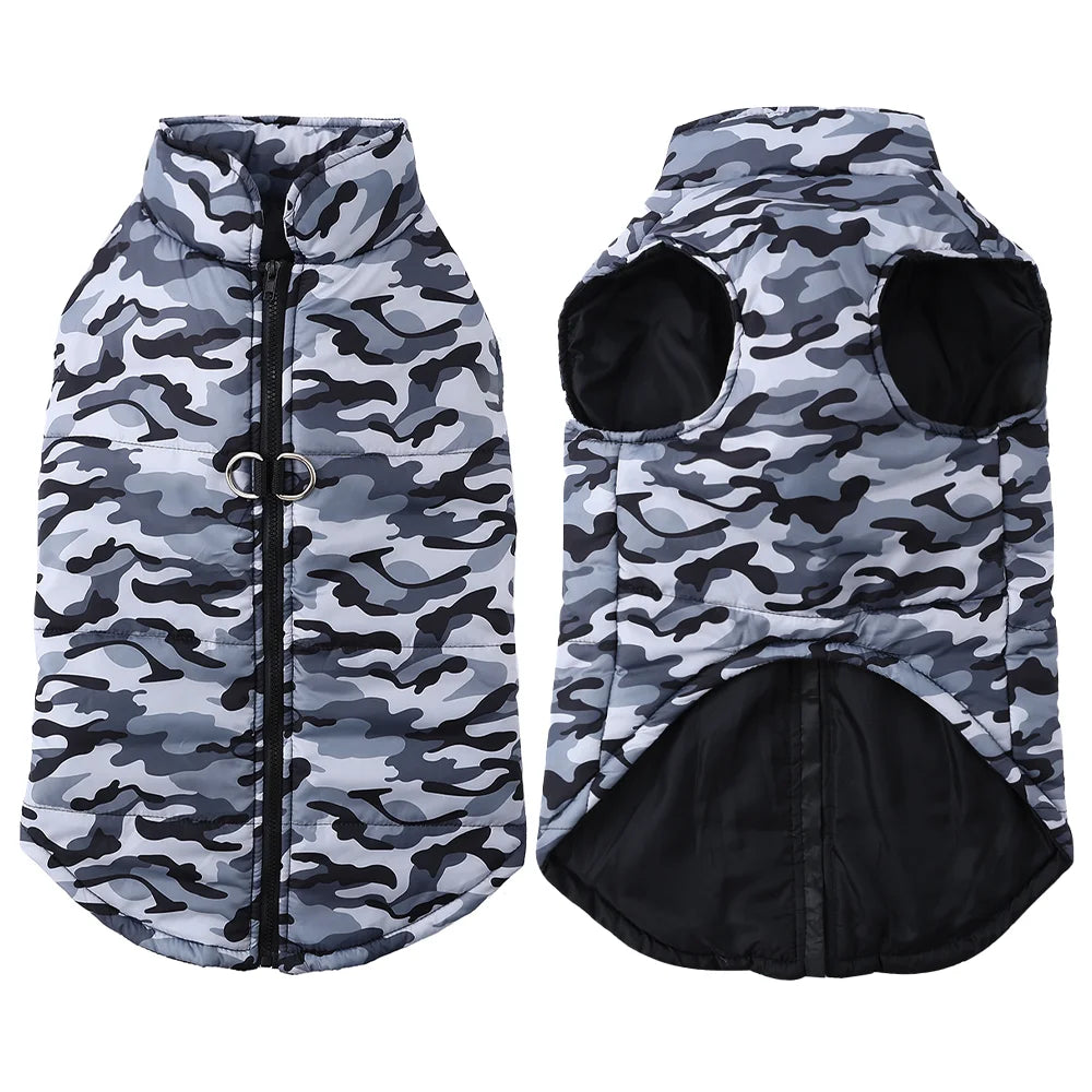 Winter Dog Clothes Coat Waterproof Puppy Cat Jacket For Large Dogs Camouflage Print Warm Windproof Pet Labrodor Apparel Costume