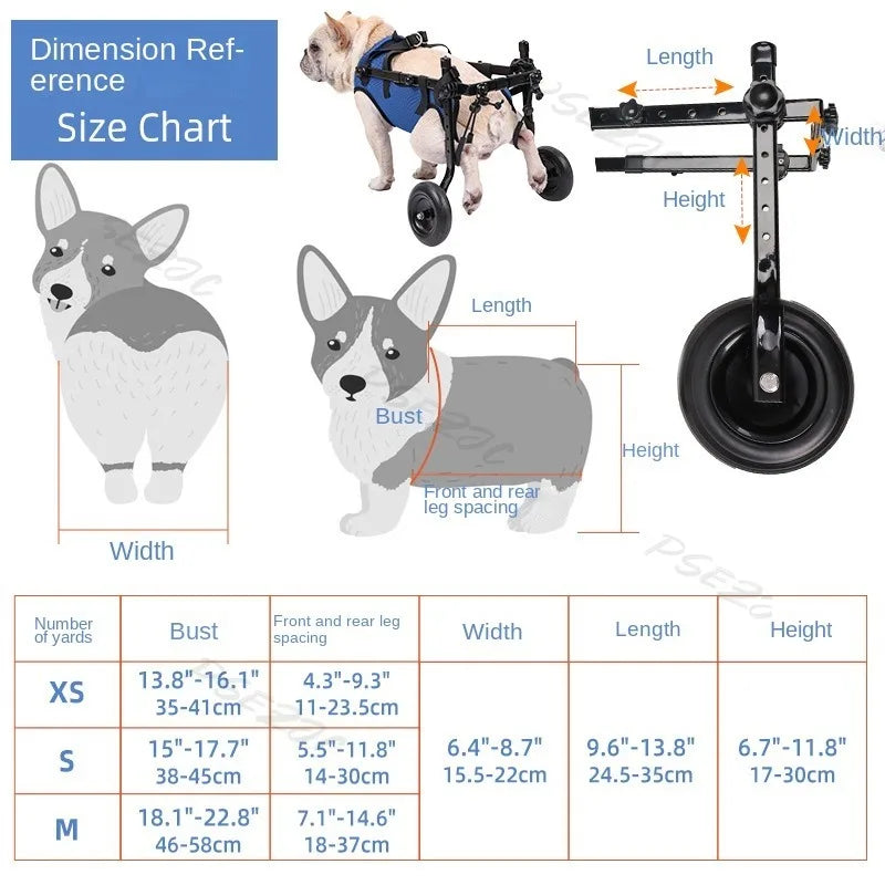 Adjustable Dog Wheelchair Hind Limb Disabled Pet Cat Dogs Mobility Aid Trolley Legs Rehabilitation Light Pet Walk Tools