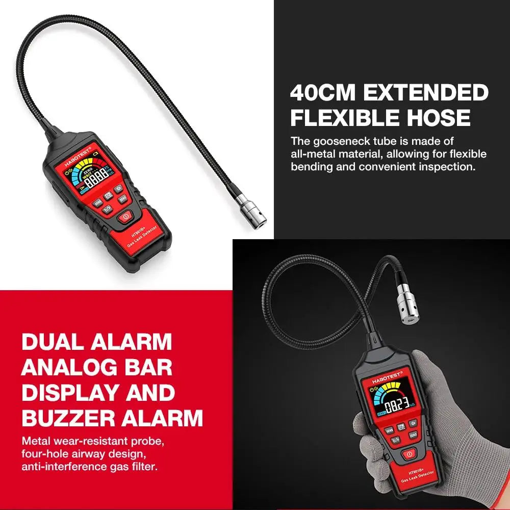 HABOTEST HT601A HT601B Gas Leak Detector 0-1000PPM Sound & Screen Alarm Combustible Flammable Natural Methane Gas Detector