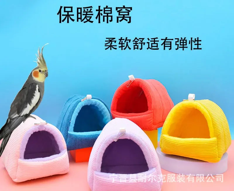 Cute Winter Warm Bird Cage Parrot Cotton Nest Budgie for Hammock Hut Tent Bed Hanging Cave Pet Products Bird Cage Accessories